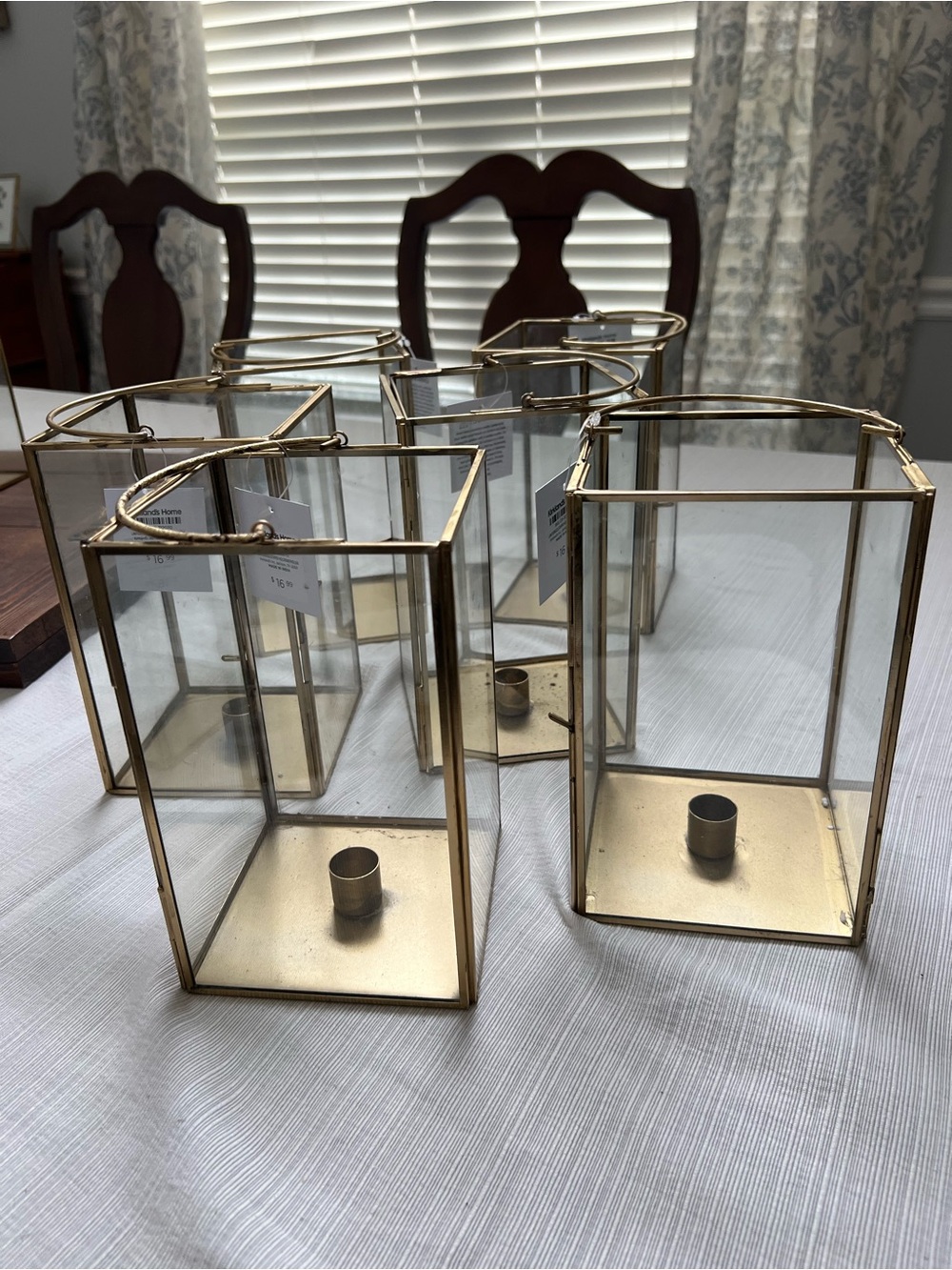 Kirklands Gold Glass Lantern Candle Holders - Set of 6 Decorative Boxes